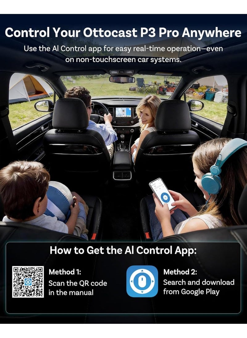 OTTOCAST P3 Pro AI Box Android 13 OttoDrive 3.0, Wireless CarPlay & Android Auto, AI Voice Assistant, Cloud SIM, Split Screen, HDMI Output, 8+128GB, Video Viewing YouTube, Netflix, Tiktok, - Image 3